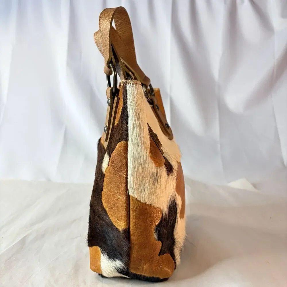 Maurizio Taiuti Hair-On Cowhide Leather Tote Handbag Purse Made in Italy